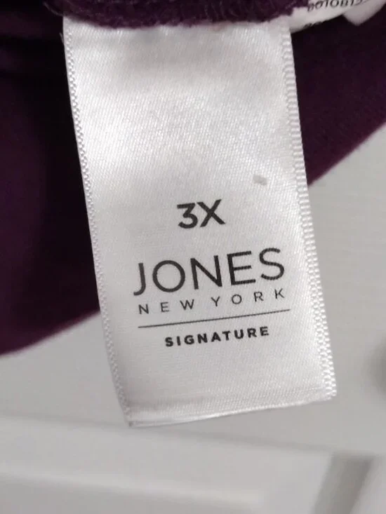 Jones New York Signature 3X Purple Cowl Neck Zip Accent Top 100% Cotton - Picture 6 of 8